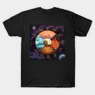 Sacred geometry - four elements of zodiac T-Shirt